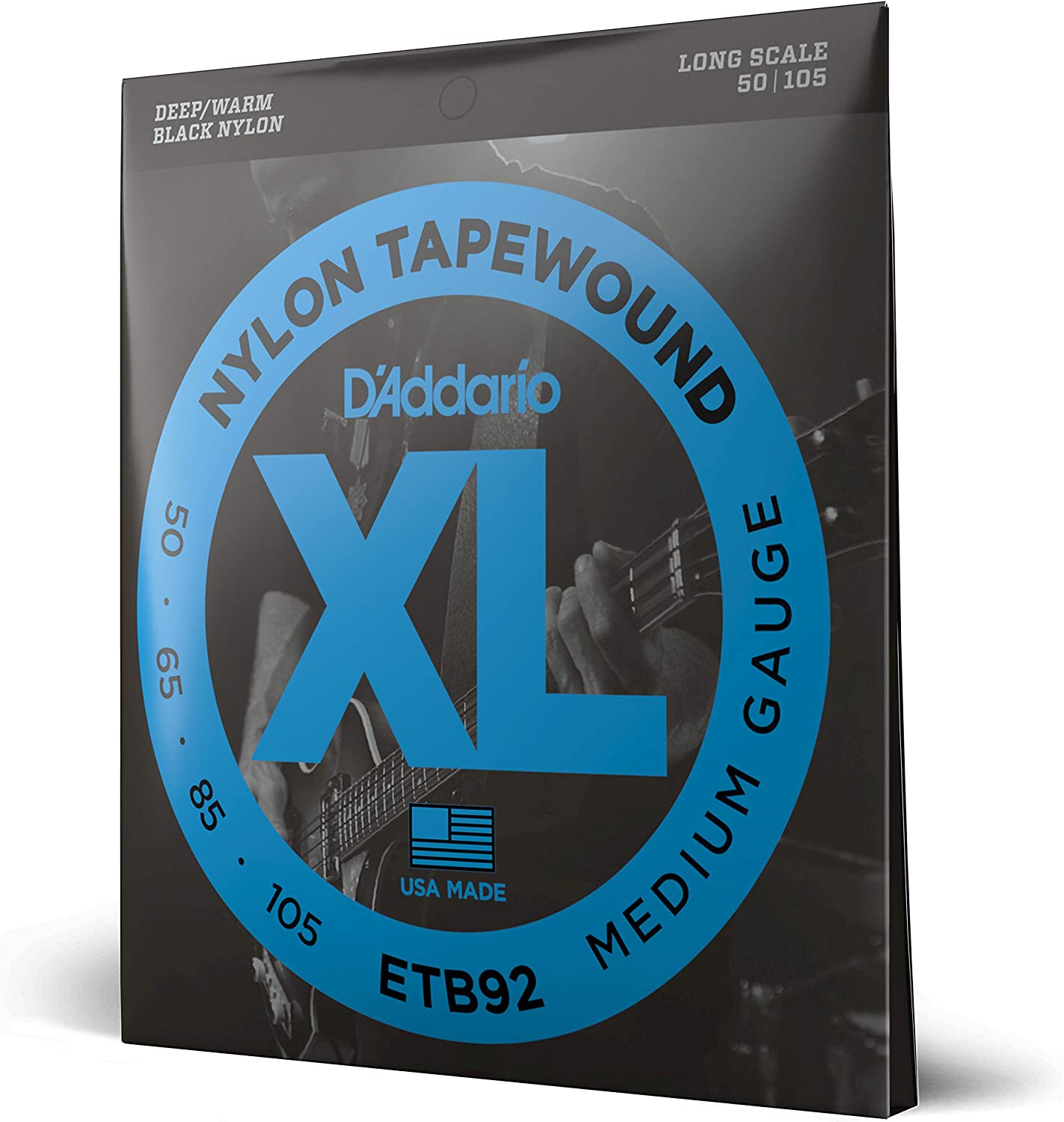 D'Addario ETB92 Tapewound Electric Bass Guitar Strings on a white background