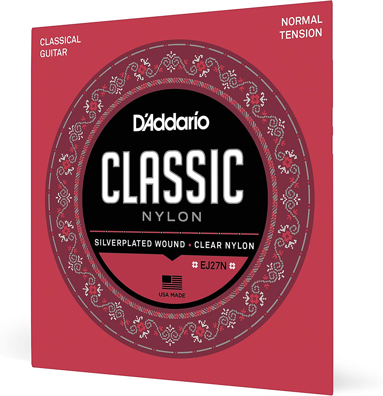 D’Addario EJ27N Classic Nylon Guitar Strings on a white background