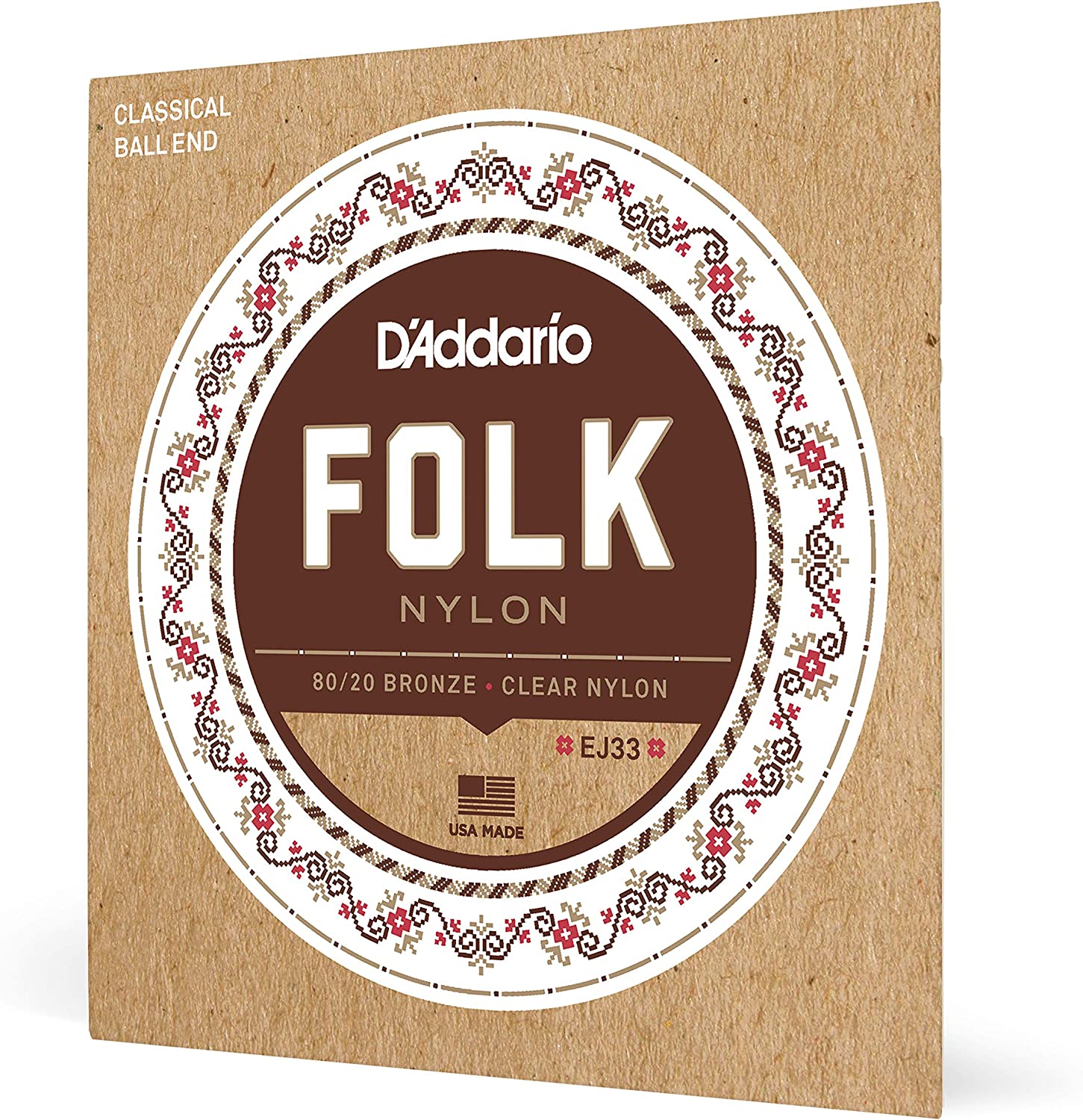 D'Addario  EJ33 Folk Nylon Guitar Strings on a white background