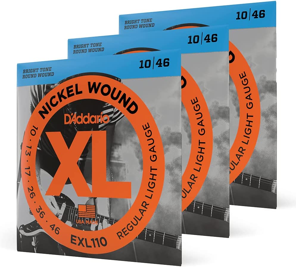 D’Addario EXL110-3D Bass Guitar Strings on a white background