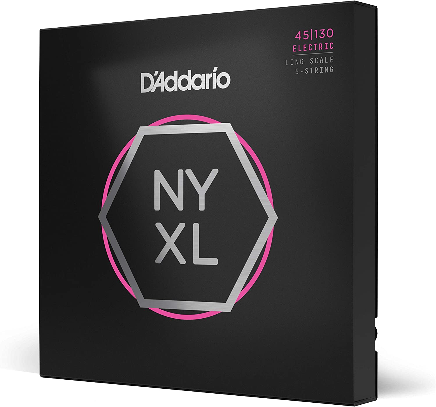 D'Addario NYXL Nickel Wound Bass Guitar Strings on a white background
