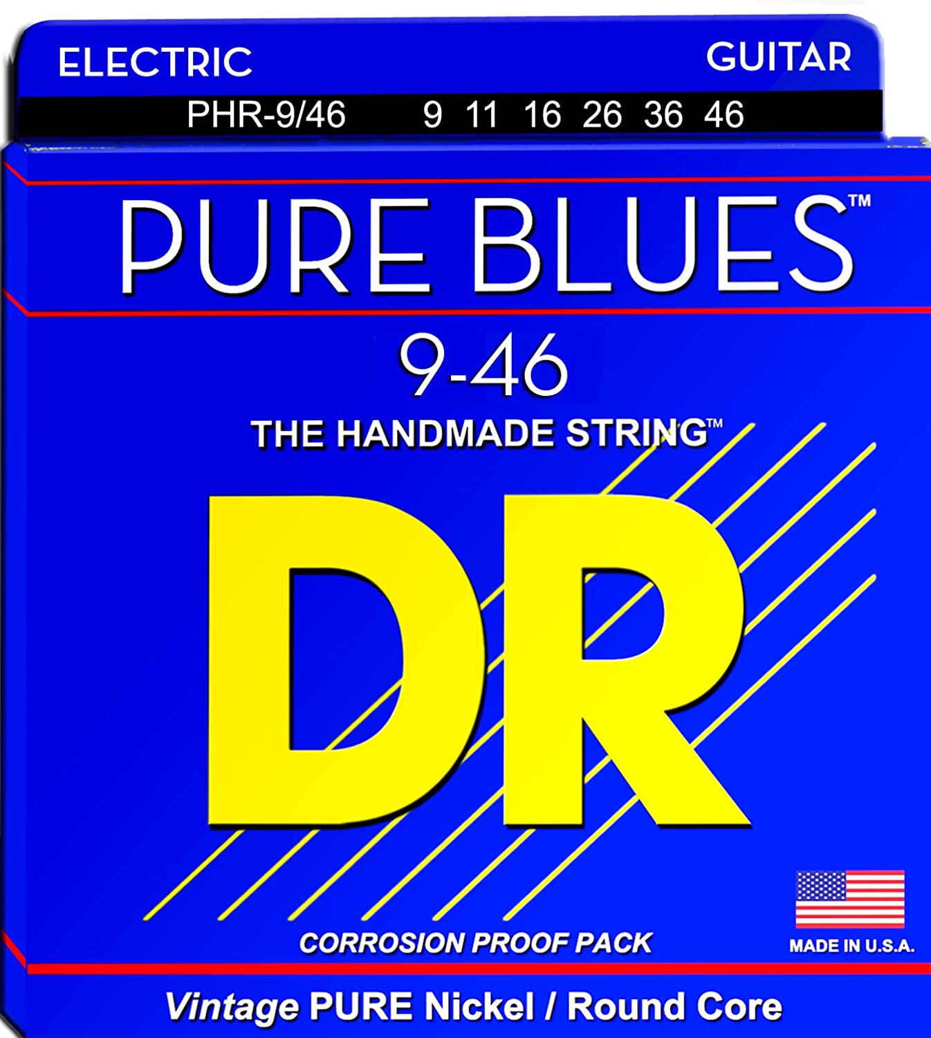 DR Strings Pure Blues Pure Nickel Wrap Round Core on a white background