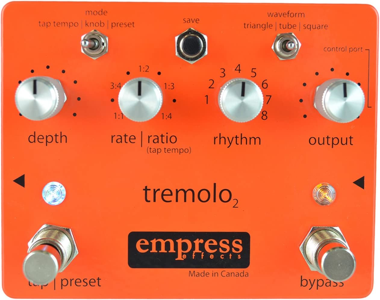 Empress Effects Tap Tremolo Pedal on a white background