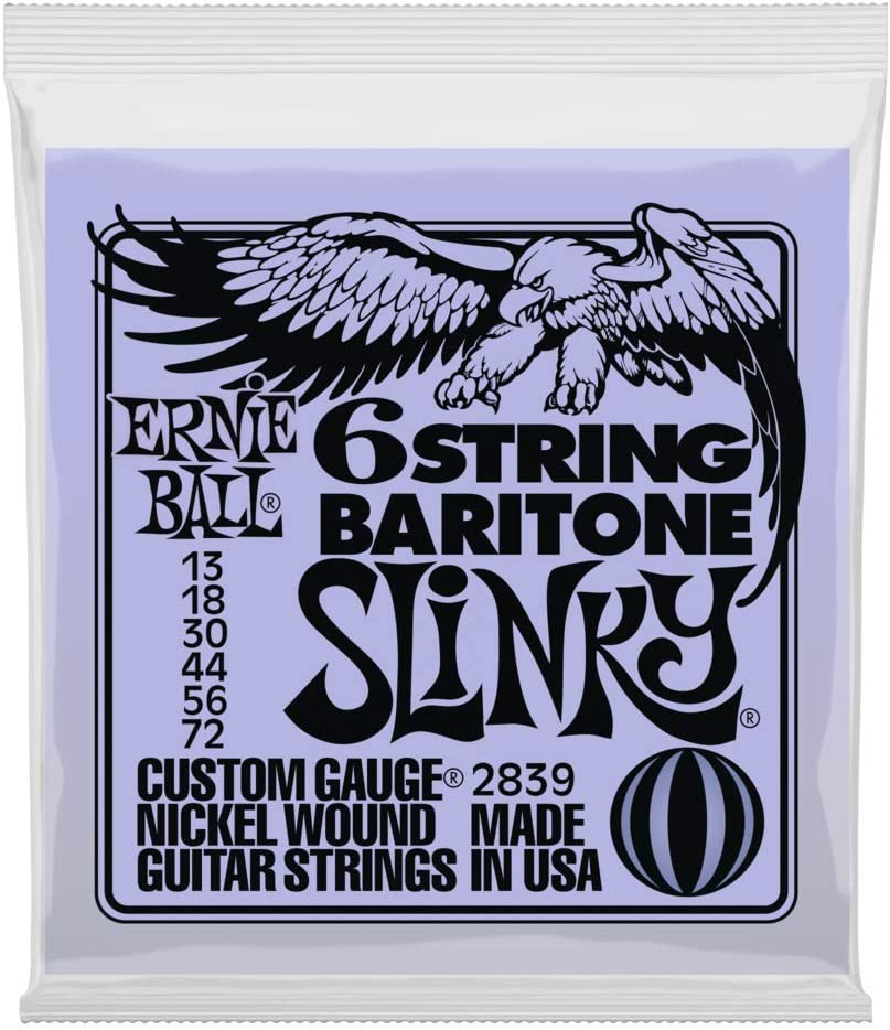 Ernie Ball 6-String Baritone Slinky Nickel Wound Strings on a white background