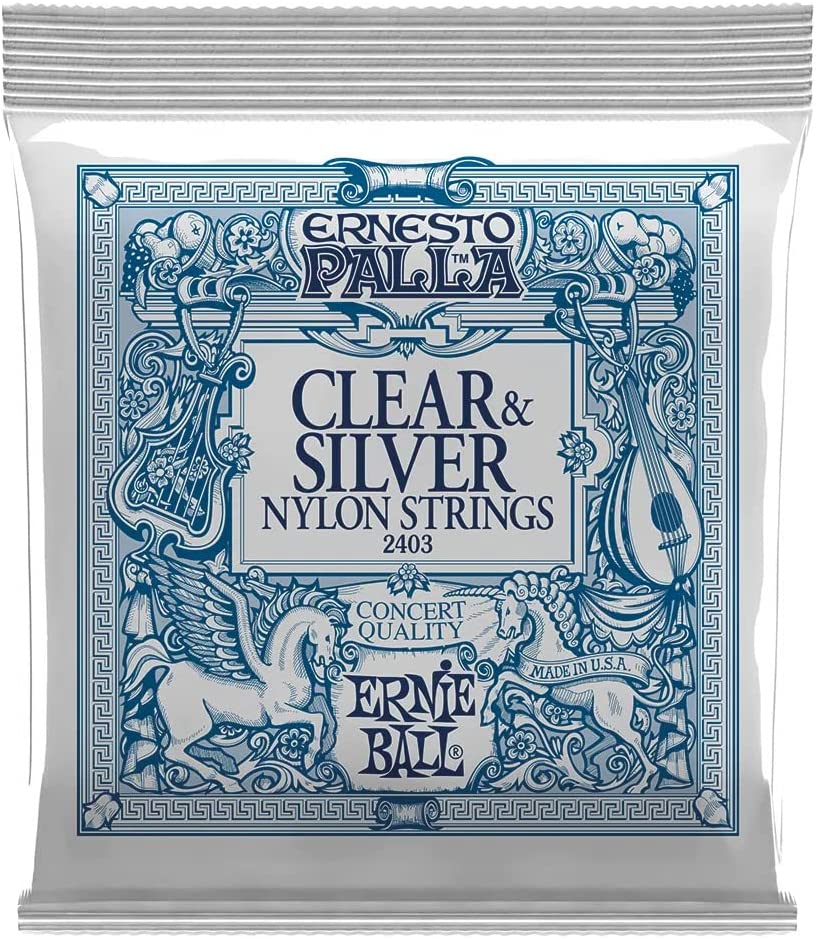 ernie-ball-ernesto-palla-clear-&-silver-tie-on-nylon-classical-guitar-strings