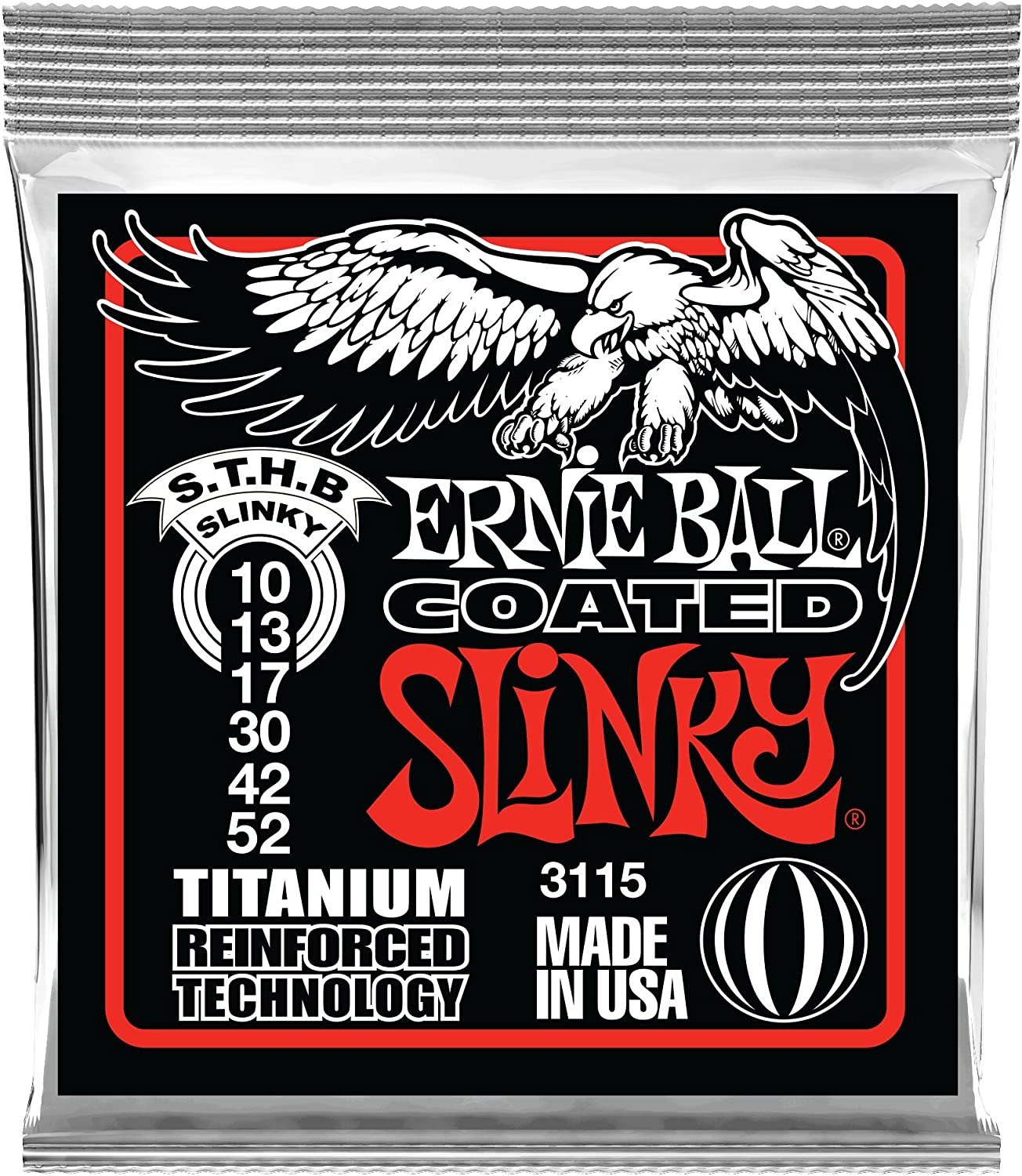 Ernie Ball Skinny Top Heavy Bottom Electric Guitar Strings on a white background