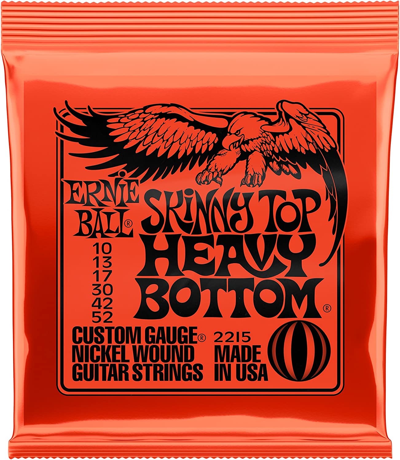 Ernie Ball Skinny Top Heavy Bottom Guitar Strings on a white background