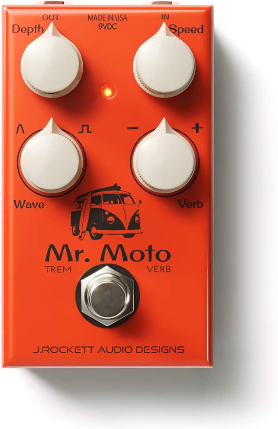 J. Rockett Audio Designs Mr. Moto Tremolo Pedal on a white background