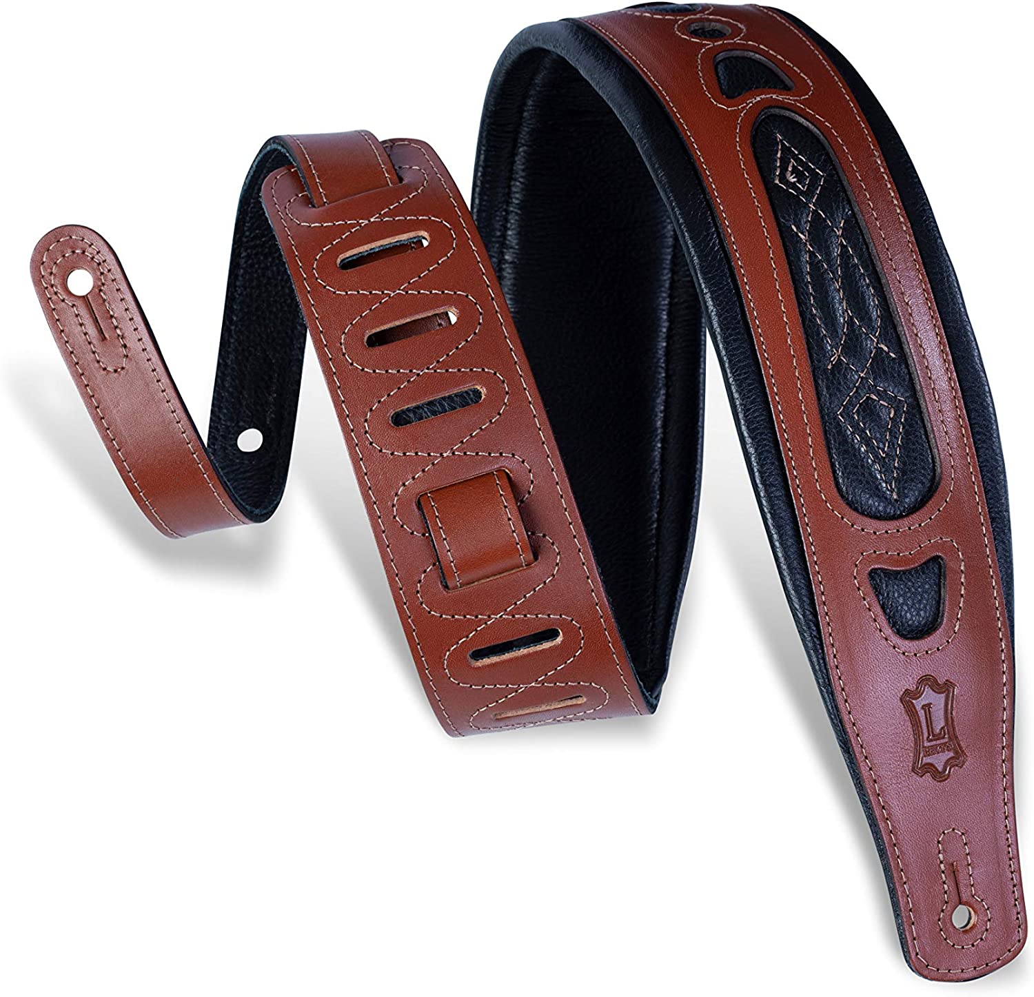 Levy's Leathers PM31-WAL Veg-Tan Leather Guitar Strap on a white background