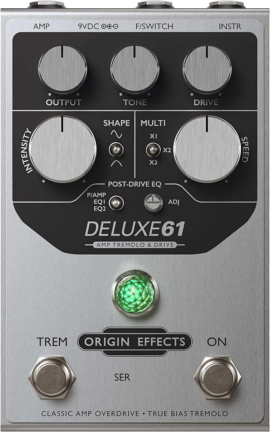 Origin Effects DELUXE61 Amp Tremolo & Drive Pedal on a white background