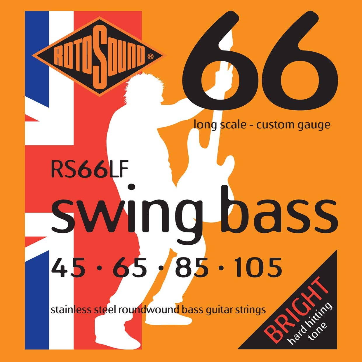 Rotosound RS66LF Swing Bass 66 Stainless Steel Bass Guitar Strings on a white background