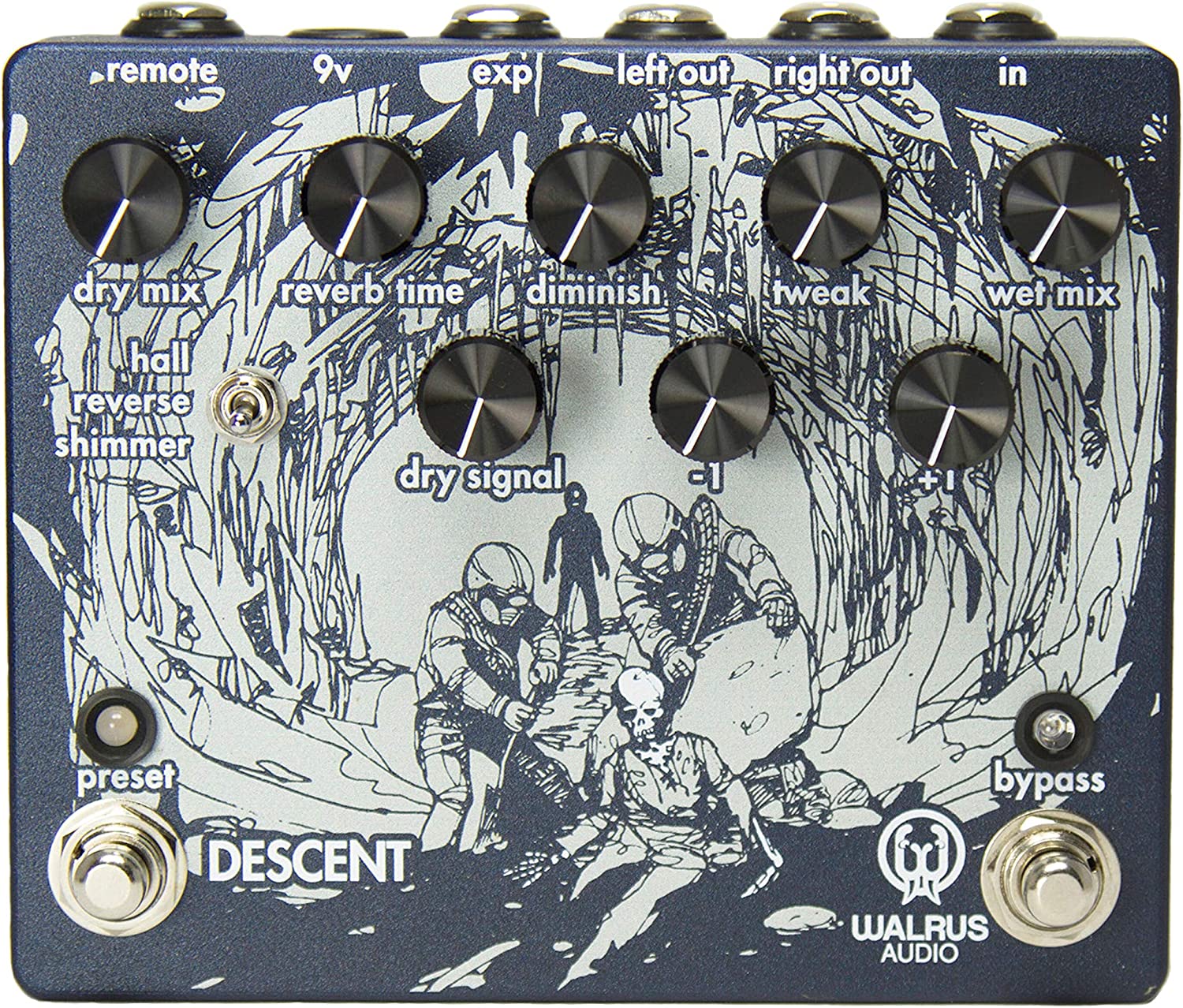Walrus Audio Descent Reverb/Octave Machine Pedal on a white background