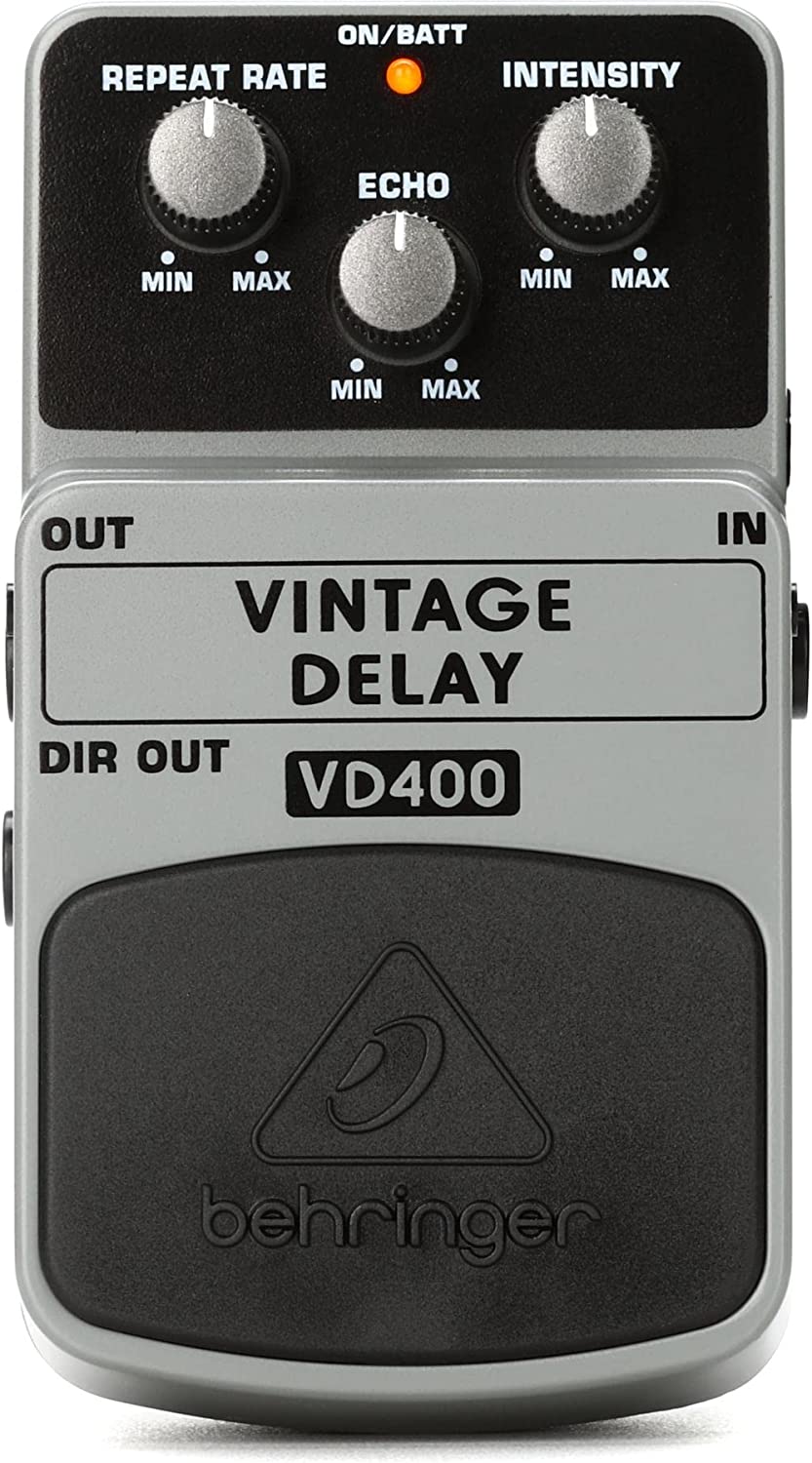 Behringer VD400 Vintage Delay Guitar Pedal on a white background