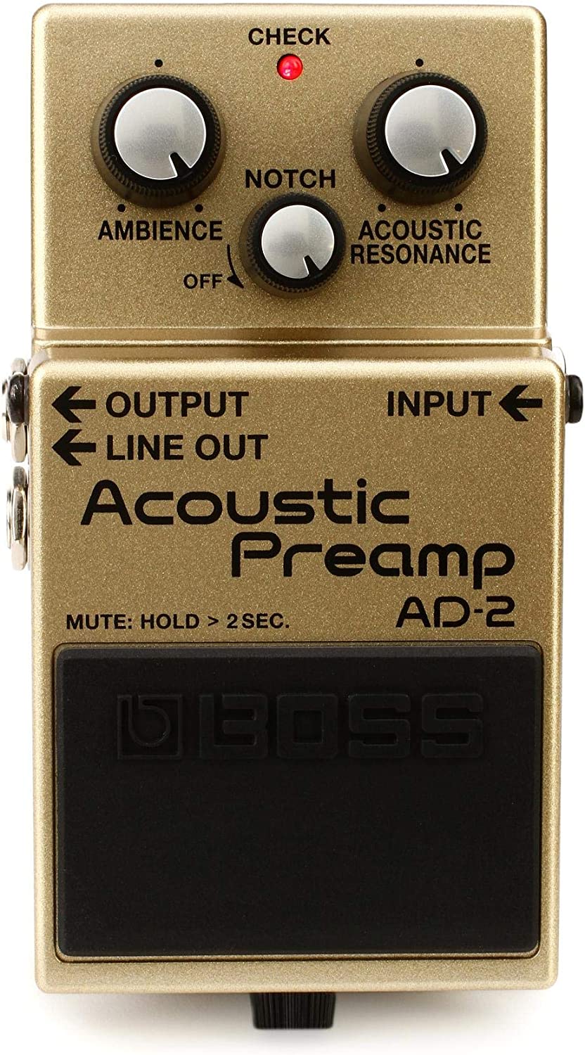 Boss AD-2 Acoustic Preamp Pedal on a white background