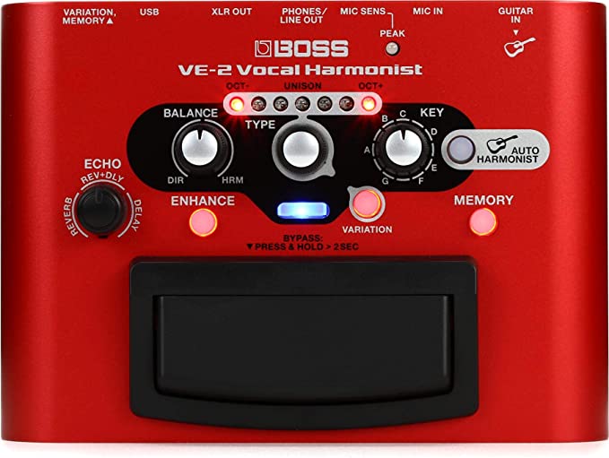 Boss VE-2 Vocal Harmonist Effects Processor Pedal on a white background