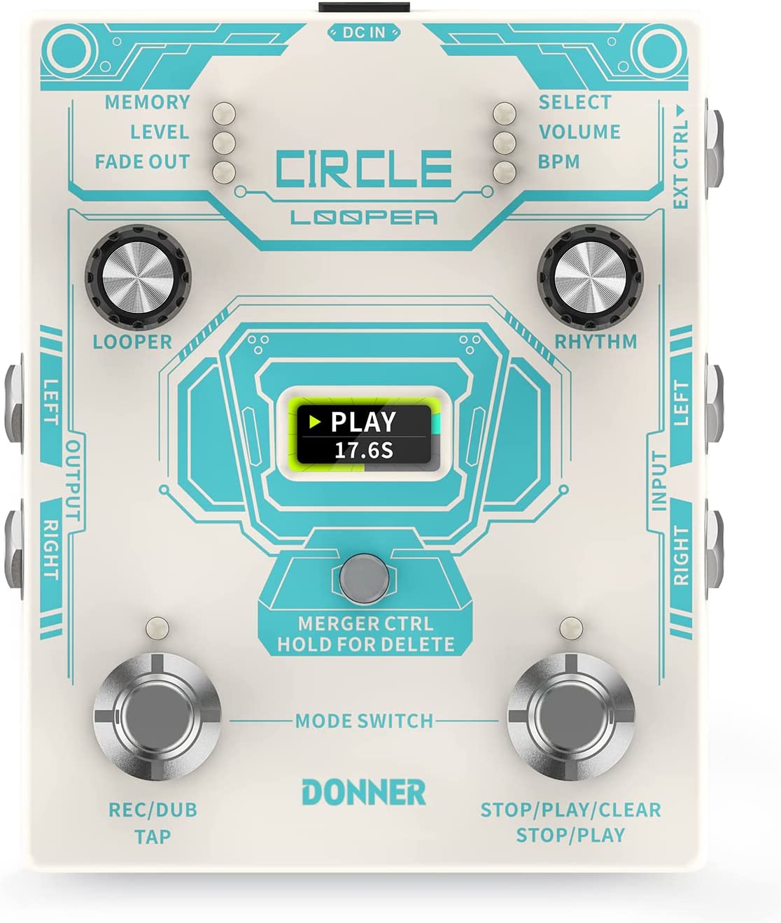 Donner Circle Looper Pedal on a white background