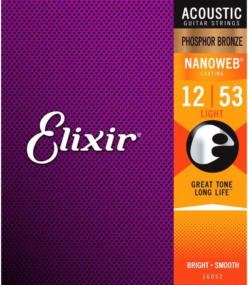 Elixir 16052 Strings Phosphor Bronze Acoustic Guitar Strings on a white background