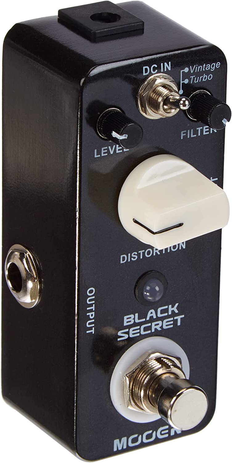 Mooer Black Secret Distortion Micro Pedal on a white background