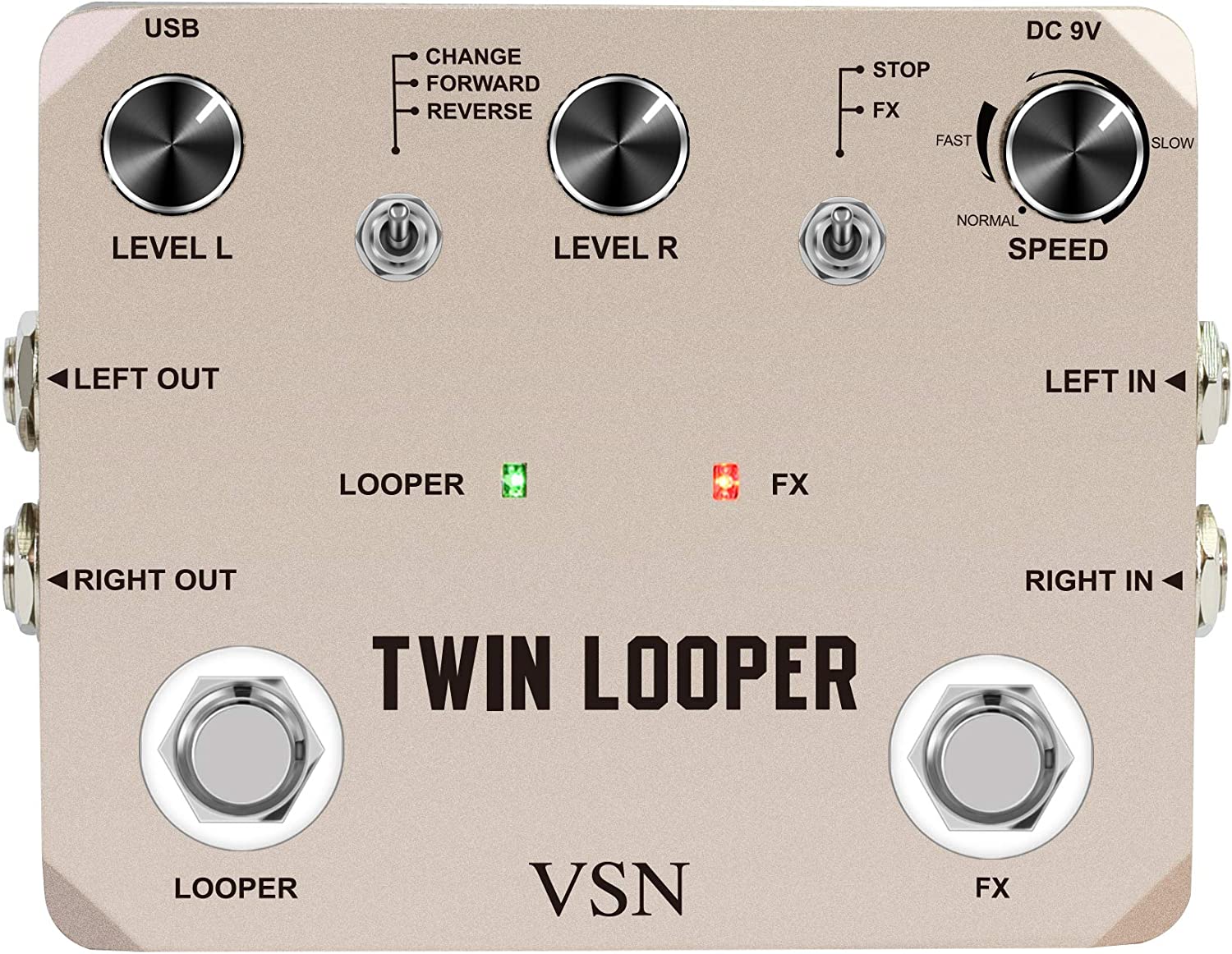 VSN Twin Looper Electric Guitar Pedal on a white background
