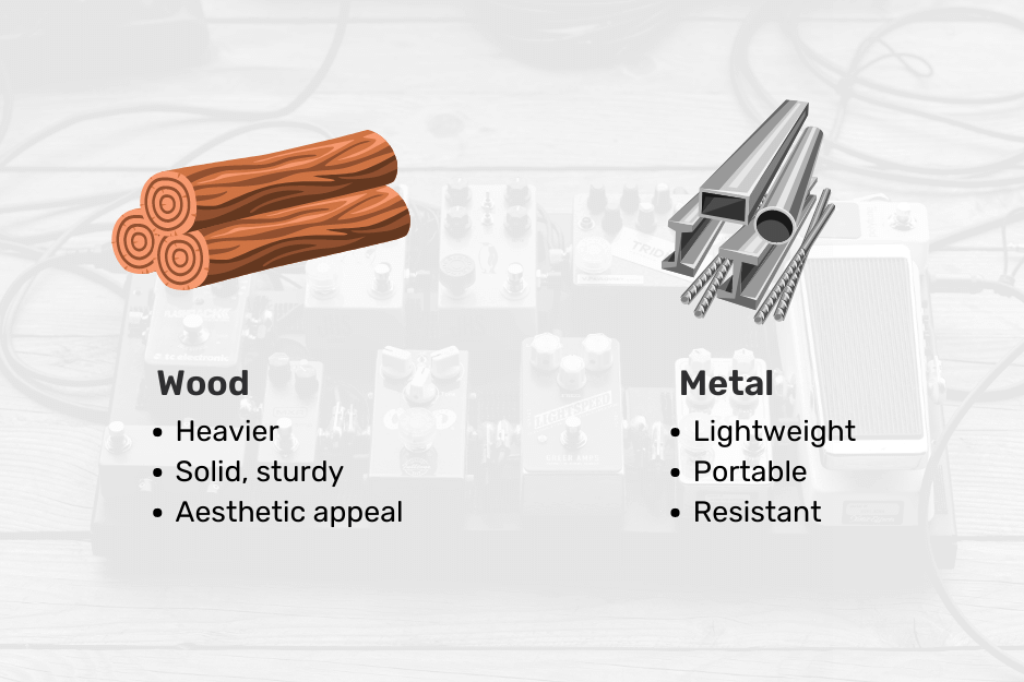 wood vs metal pedalboard