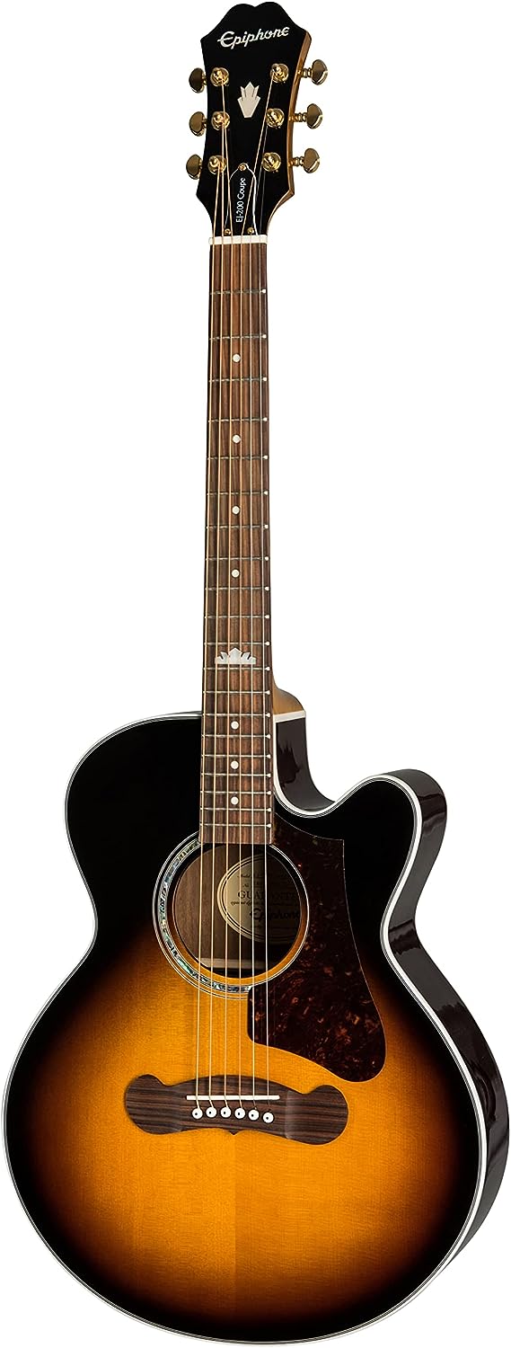 Epiphone J200 EC Studio Parlor Acoustic Guitar on a white background
