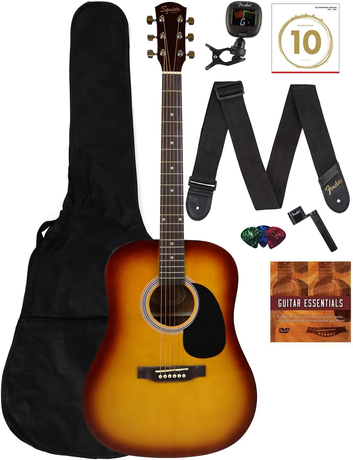 Fender Squier Dreadnought Acoustic Guitar Pack on a white background