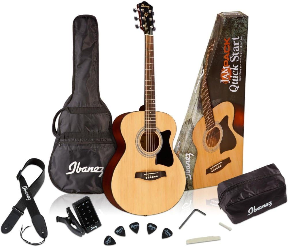Ibanez IJVC50 Grand Concert Acoustic Guitar Package on a white background