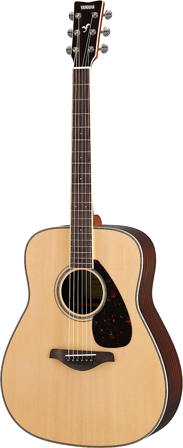 Yamaha FG830 Solid Top Folk Acoustic Guitar on a white background