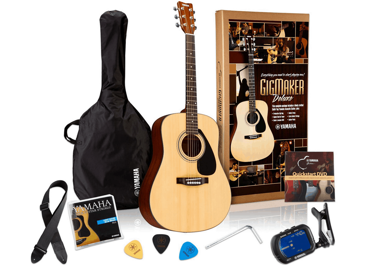 Yamaha Gigmaker Deluxe Acoustic Guitar Package on a white background