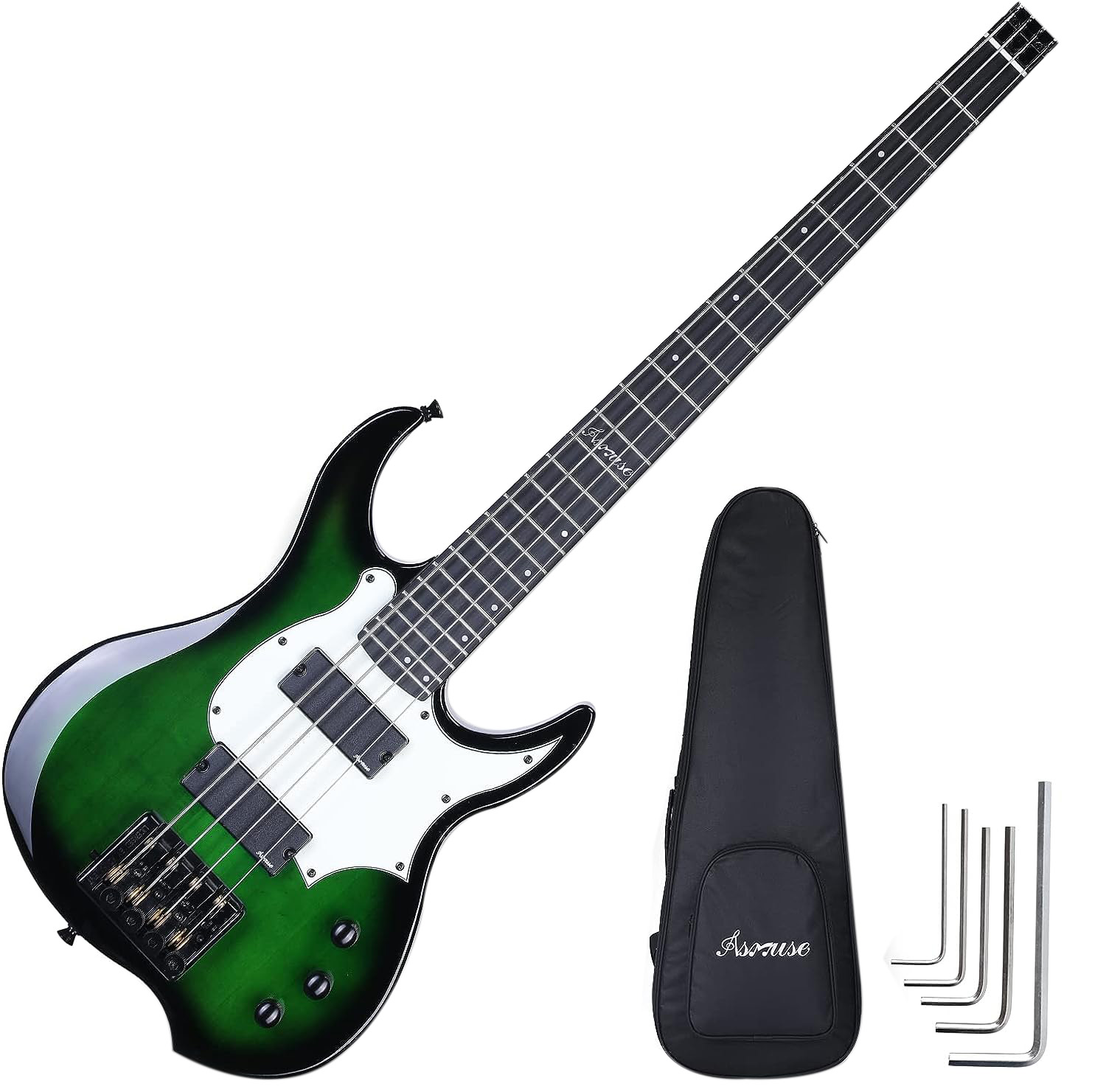 Asmuse Headless Electric Bass Guitar Guitar Kit on a white background