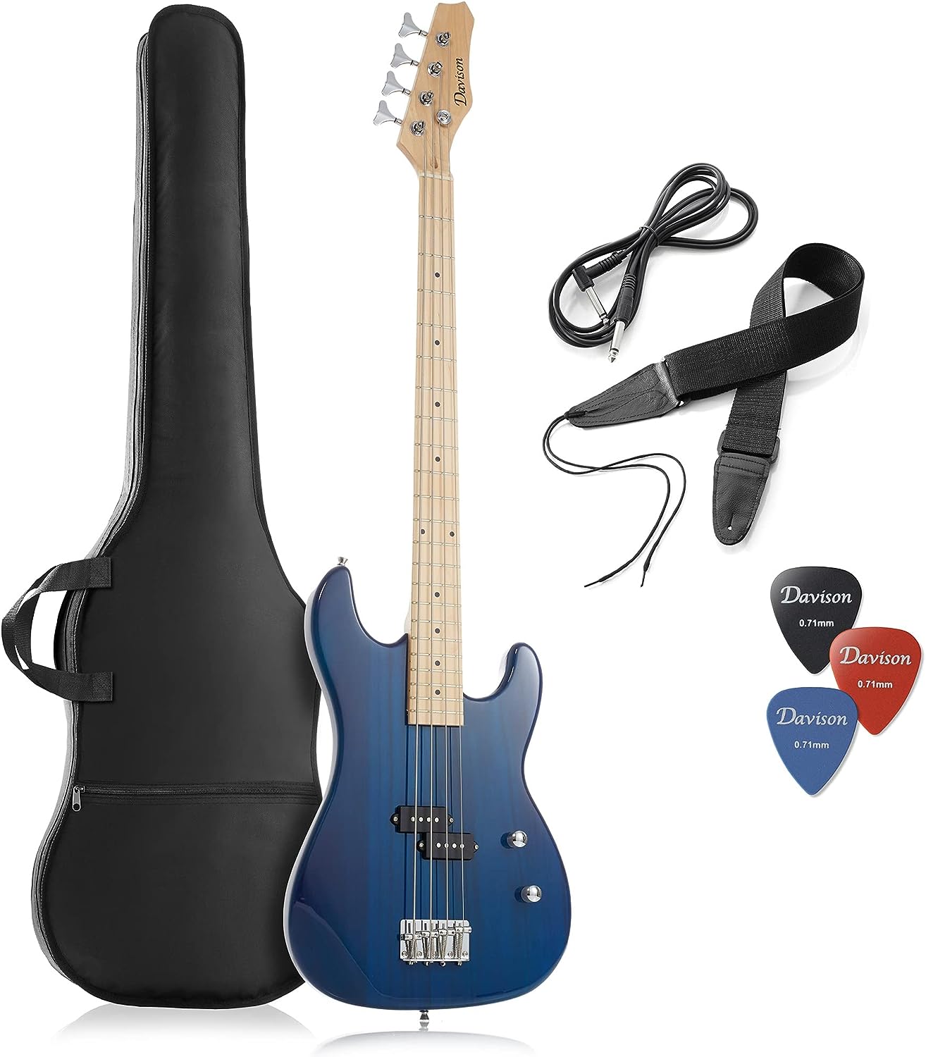 Davison Guitars Guitars 4-String Electric Bass Guitar Beginner Kit on a white background