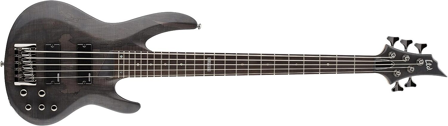 ESP LTD B-205SM Spalted Maple Bass Guitar on a white background