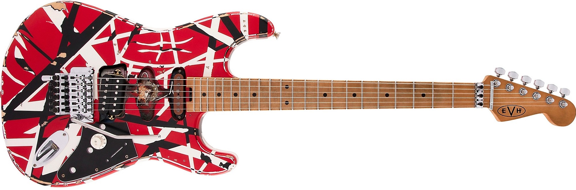 EVH Striped Series Frankie Electric Guitar on a white background