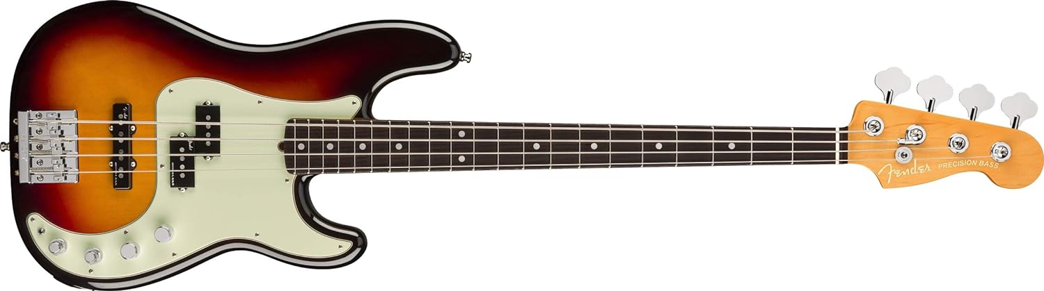 Fender American Ultra Precision Bass Guitar on a white background