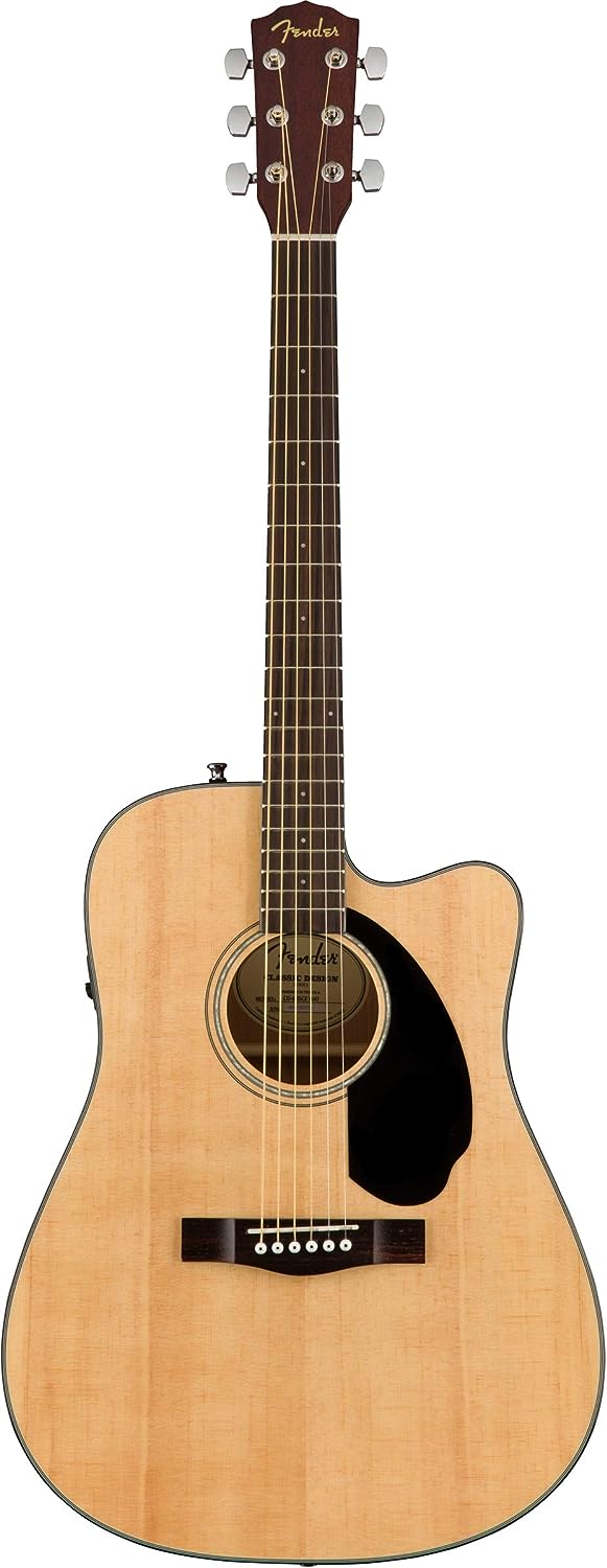 Fender CD-60SCE Solid Top Dreadnought Acoustic-Electric Guitar on a white background