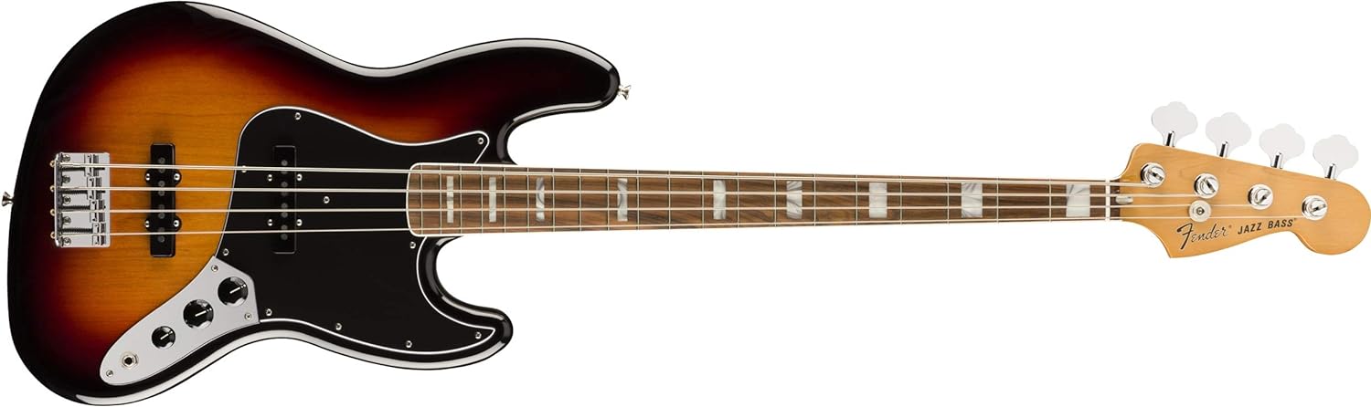 Fender Vintera 70s Jazz Bass Guitar on a white background