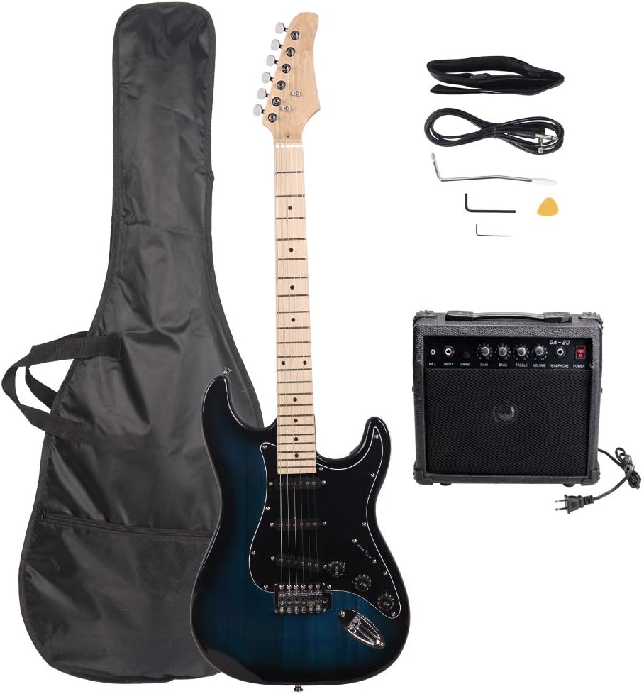 GLARRY Full Size Beginner Electric Guitar Starter Pack on a white background