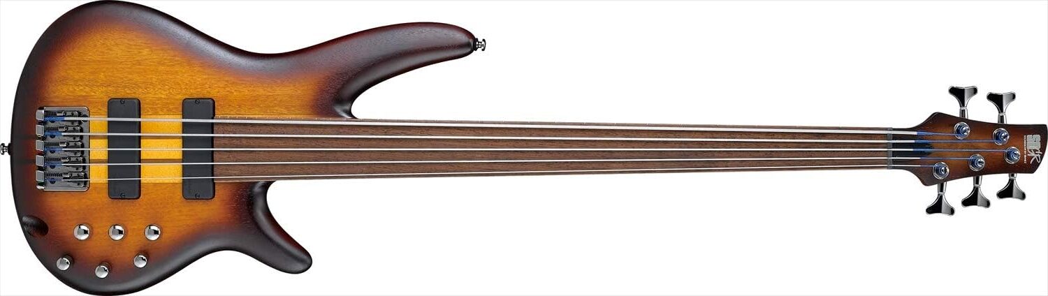 Ibanez SRF705 Portamento 5-String Fretless Electric Bass Guitar on a white background