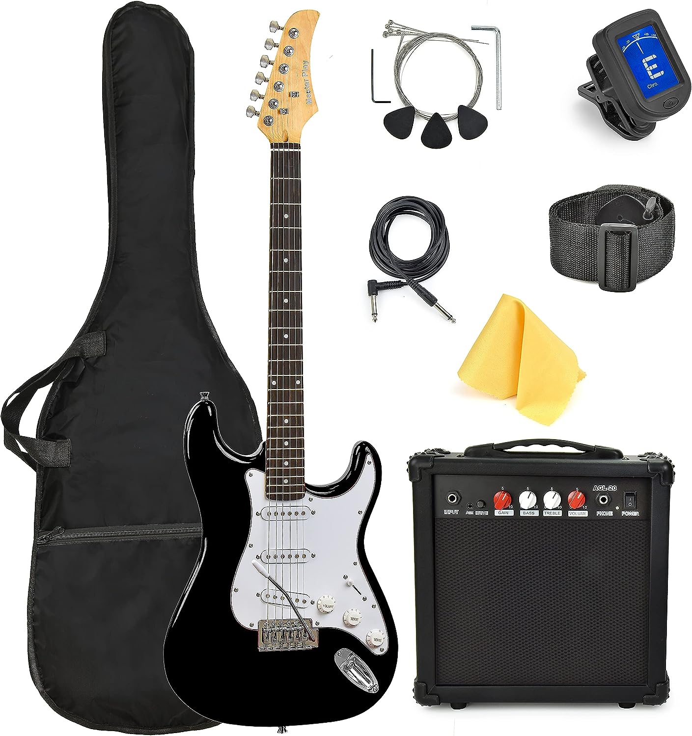 Master Play 39 Inch Electric Guitar With Complete Starter Kit on a white background
