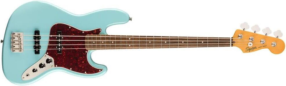 Squier Classic Vibe 60s Jazz Bass Guitar on a white background