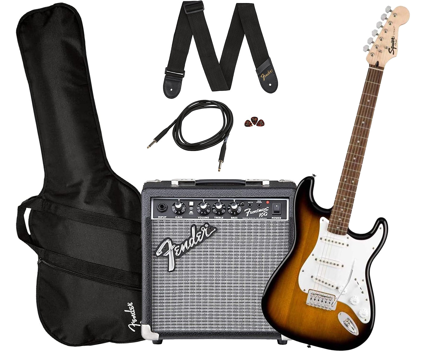 Squier Stratocaster Electric Guitar Pack on a white background