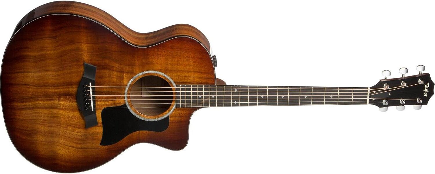 Taylor Guitars 224ce-K DLX Koa Deluxe Acoustic-Electric Guitar on a white background