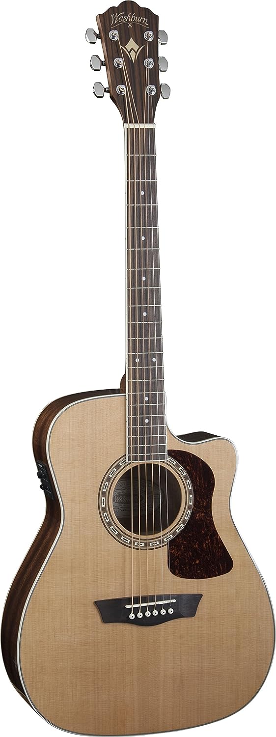 Washburn Heritage Series HF11SCE Acoustic-Electric Folk Guitar on a white background