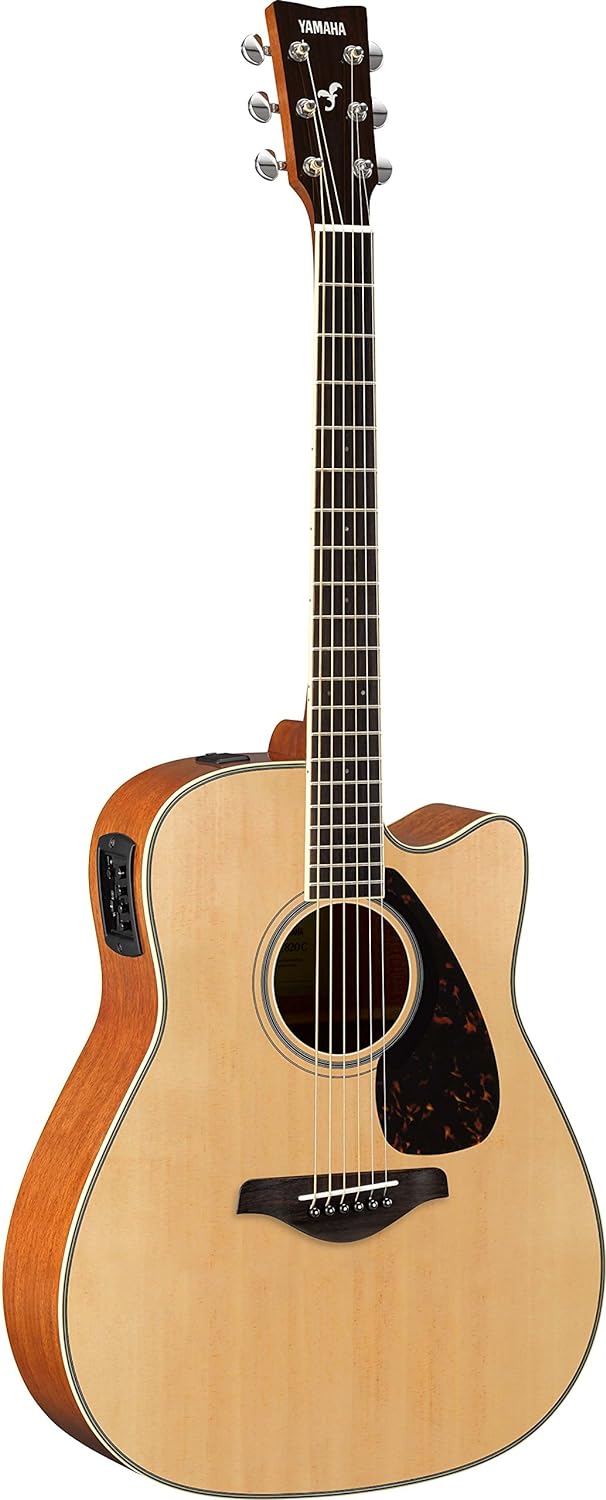 Yamaha FGX820C Solid Top Cutaway Acoustic-Electric Guitar on a white background