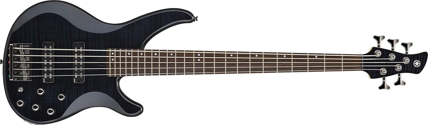 Yamaha TRBX605 5-String Flamed Maple Bass Guitar on a white background