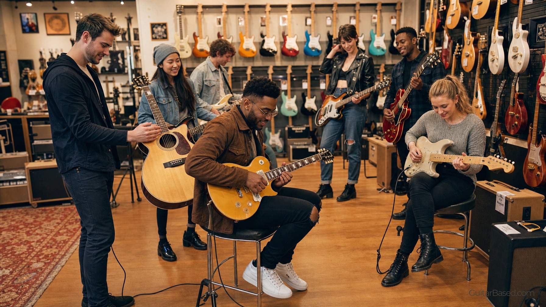 Try Different Guitars In Person